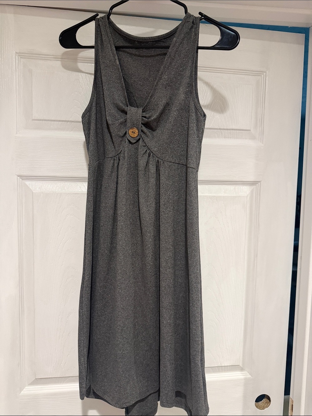 SHEIN Gray Sleeveless Midi Dress with Front Knot and Button